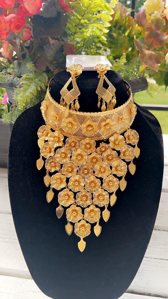 24k Gold-Plated Choker and Earings Set