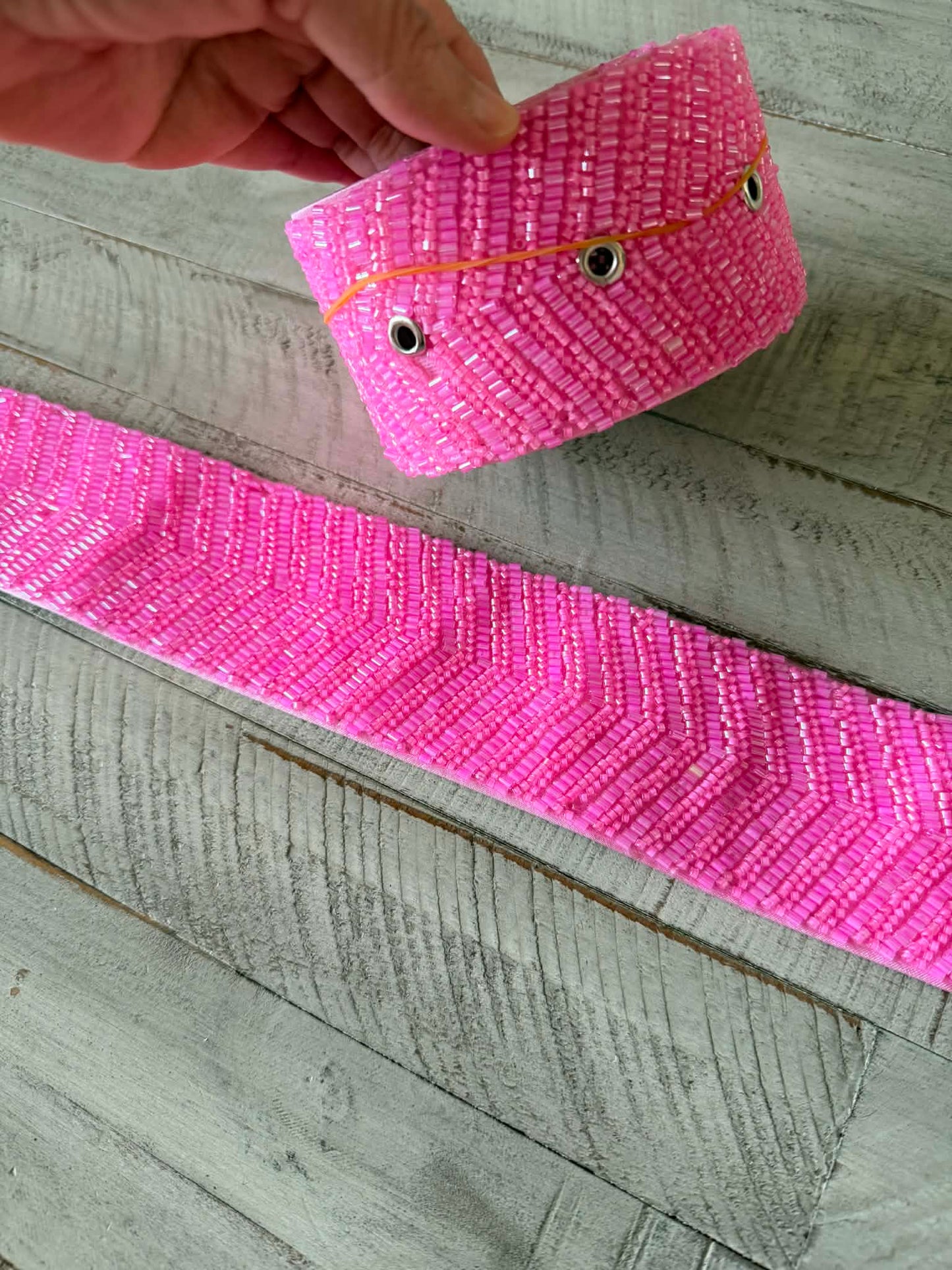 Beaded belt(light pink)