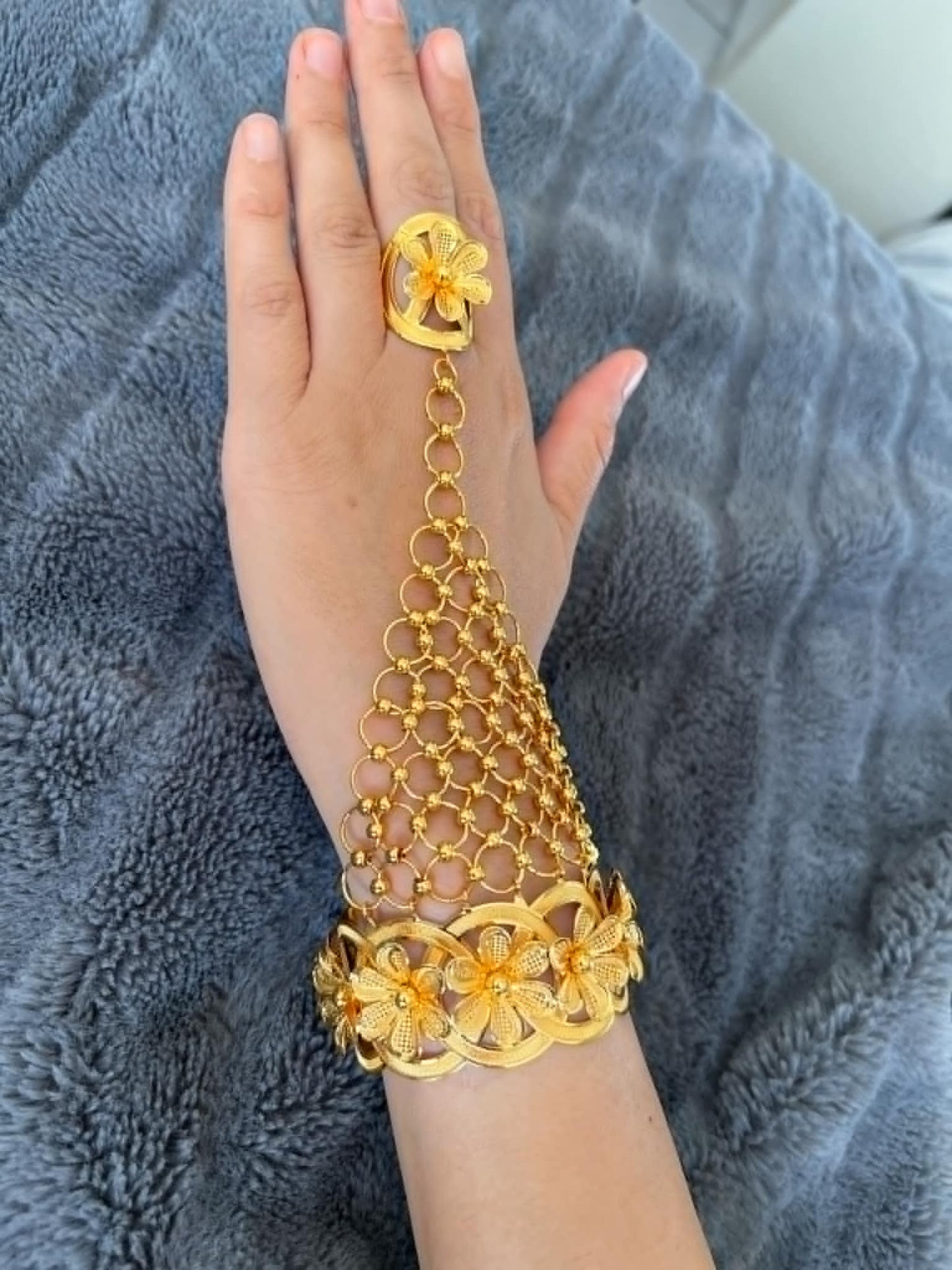 Gold-Plated Bracelet with Ring