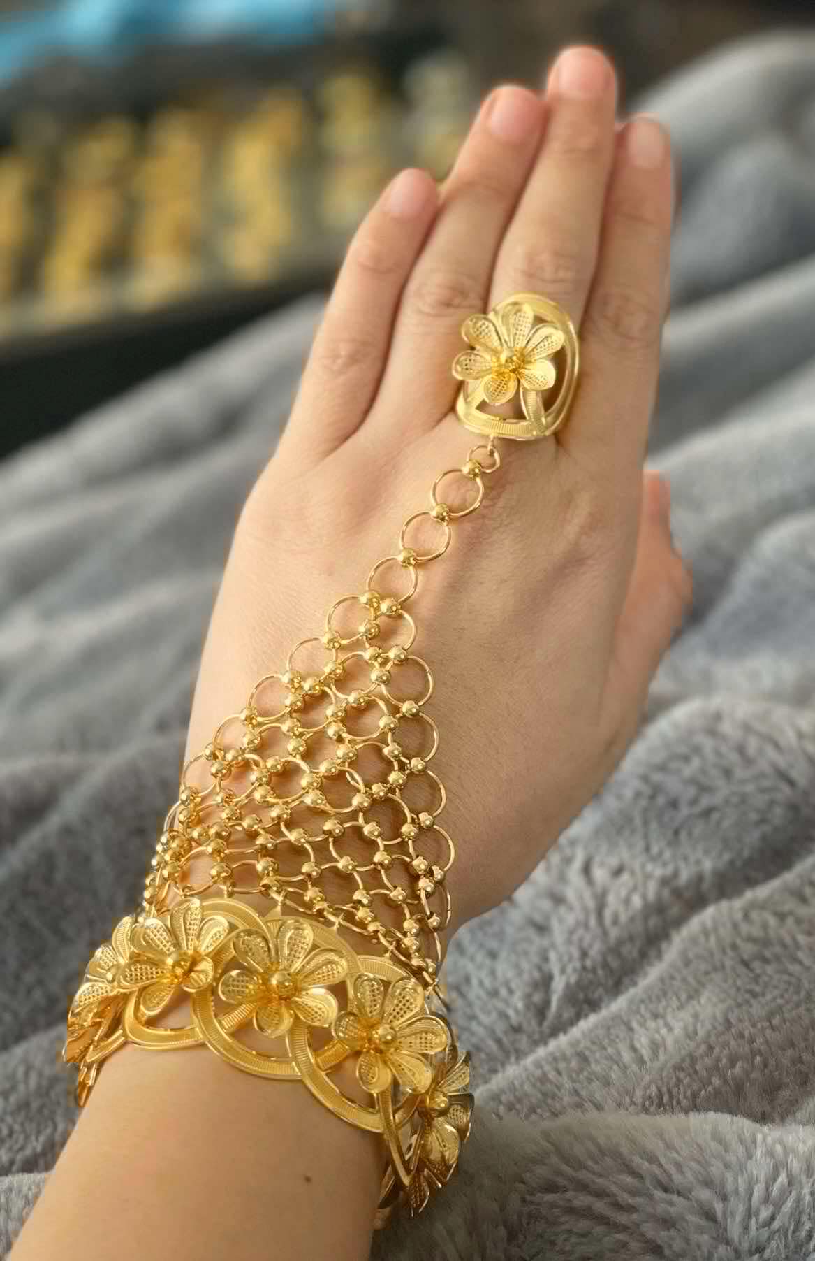 Gold-Plated Bracelet with Ring