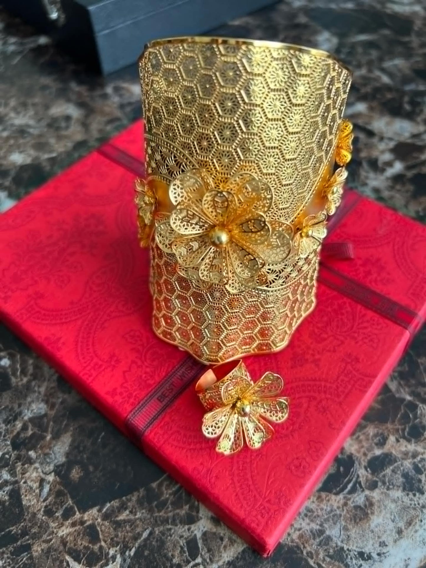 Gold-Plated Bracelet with Ring