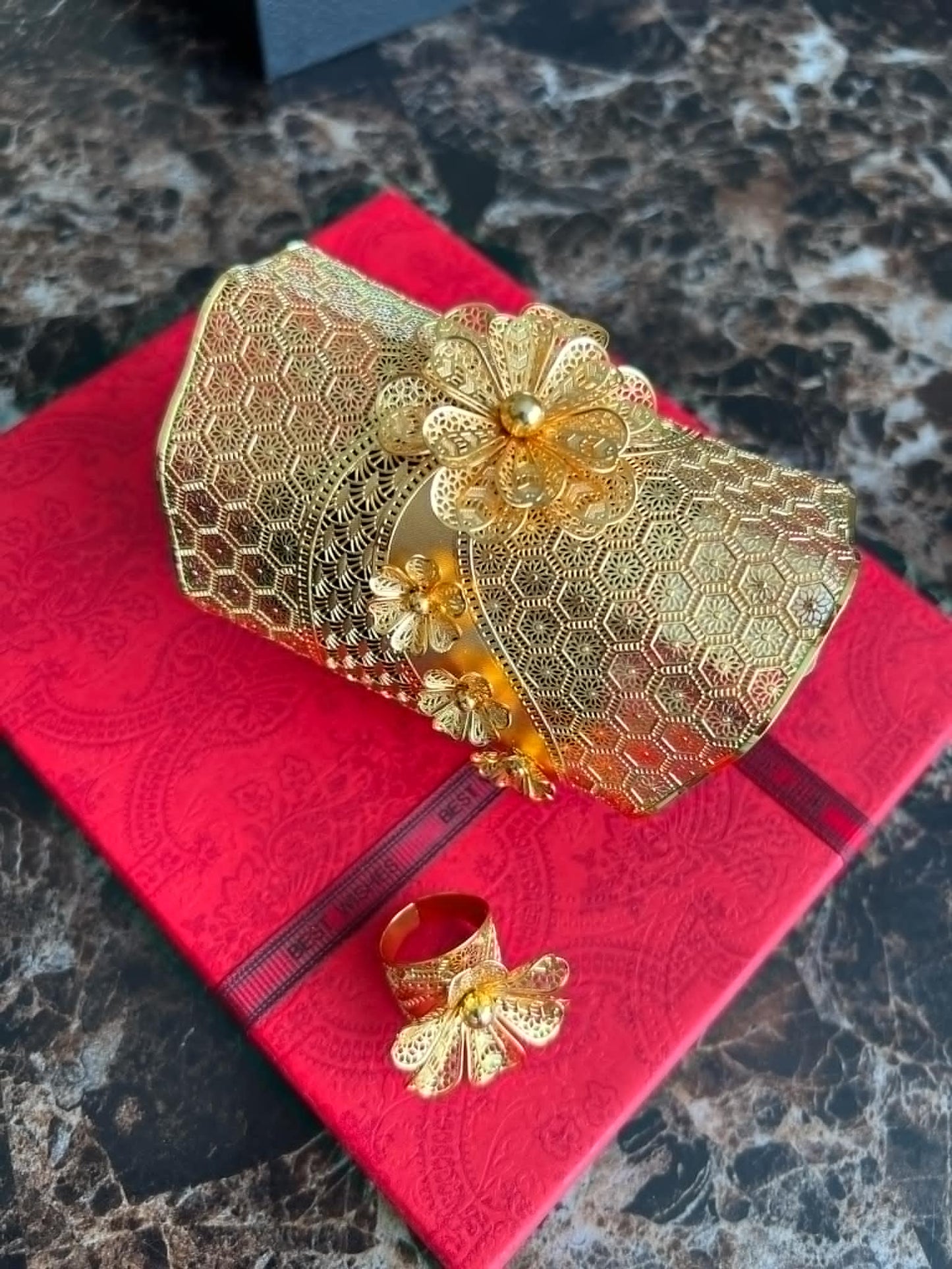 Gold-Plated Bracelet with Ring