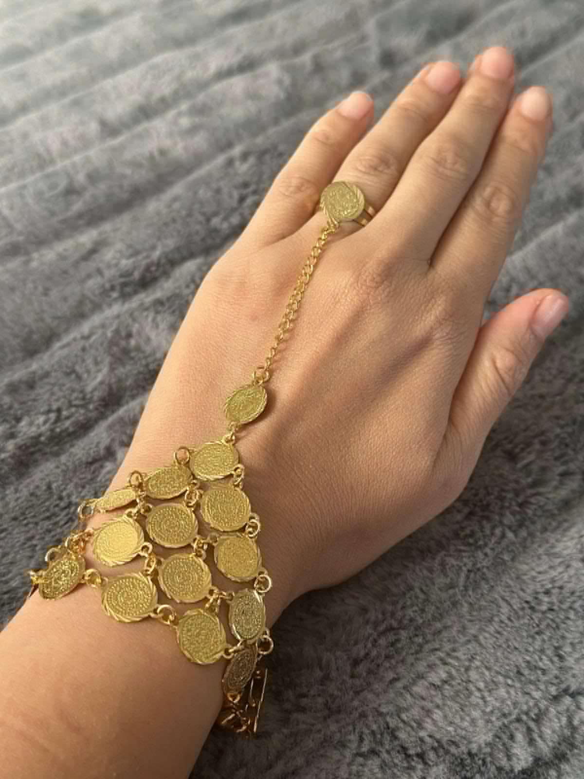 Gold-Plated Bracelet with Ring