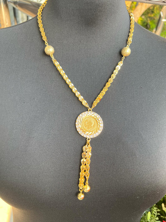 Coin Necklace 24K Gold-Plated