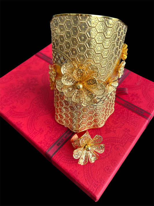 Gold-Plated Bracelet with Ring
