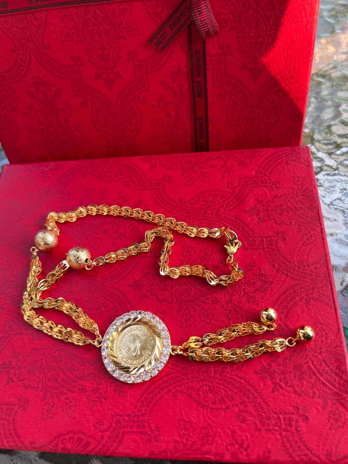 Coin Necklace 24K Gold-Plated