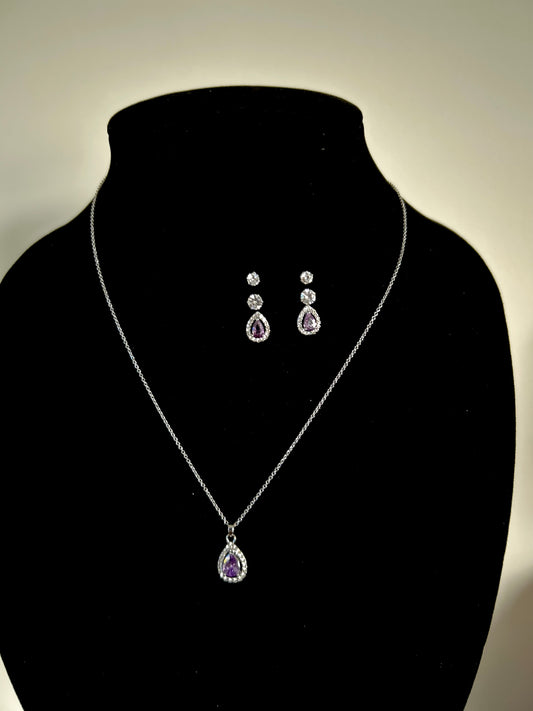 Silver Necklace & earrings 4 pieces set