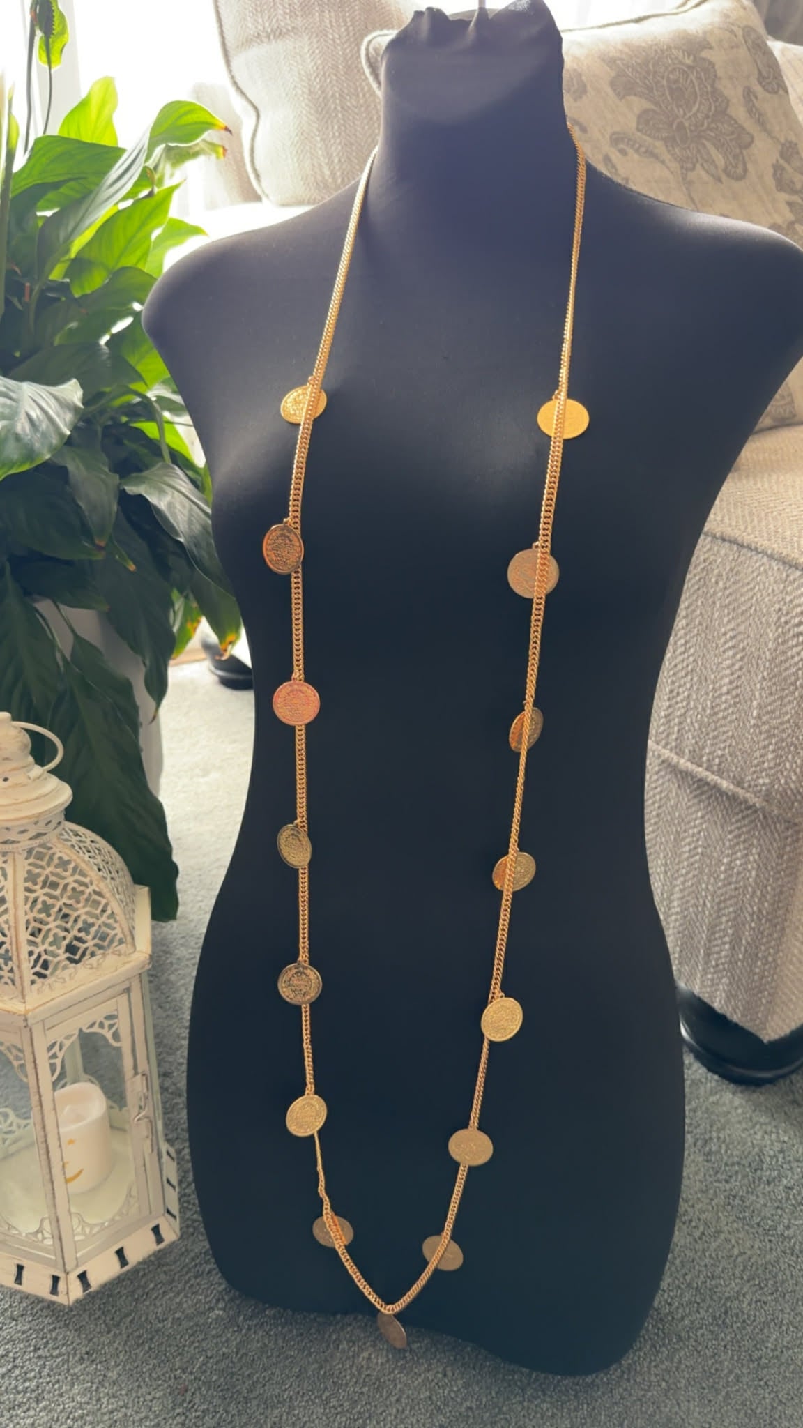 Gold plated necklace with coins
