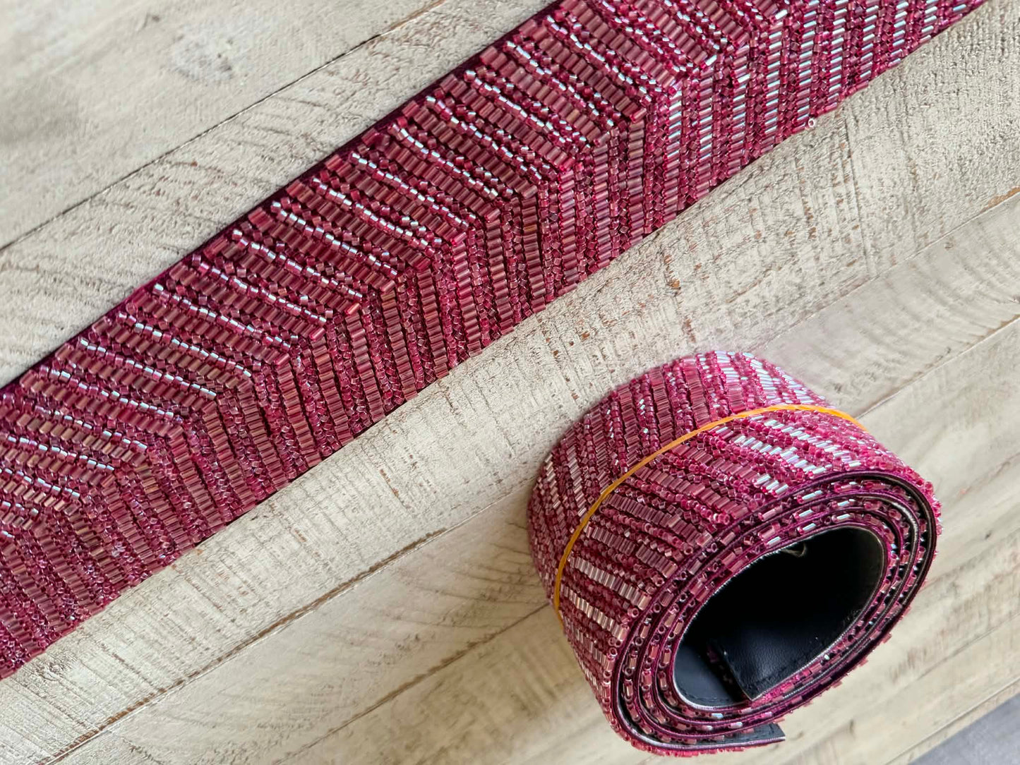 Beaded belt (burgundy)