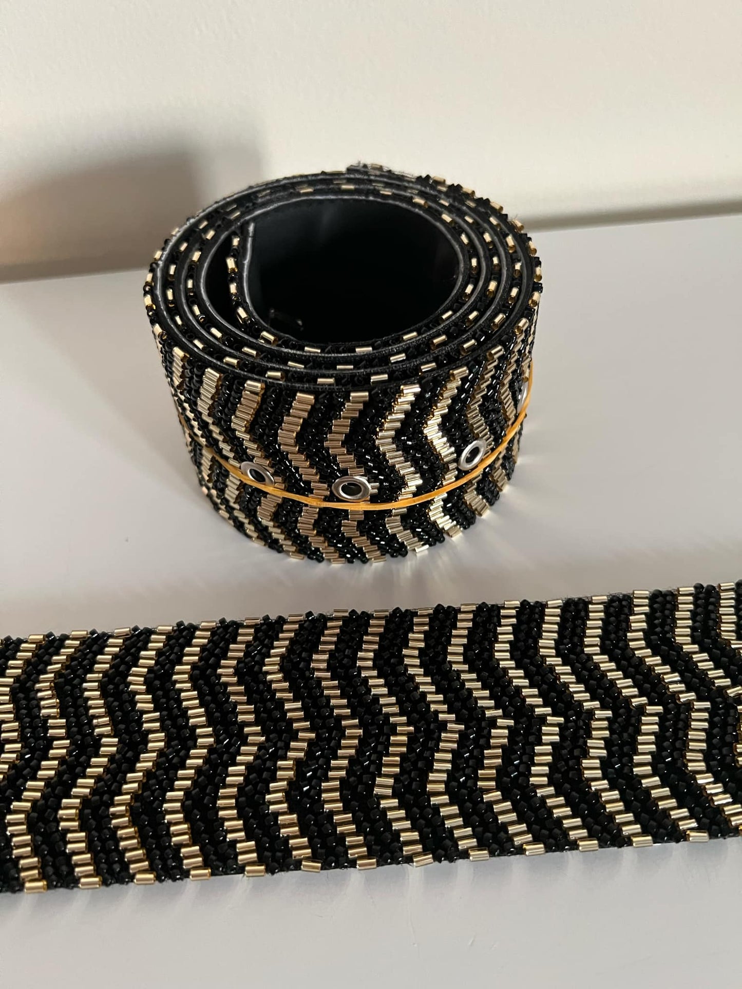 Beaded Black & Gold Belt