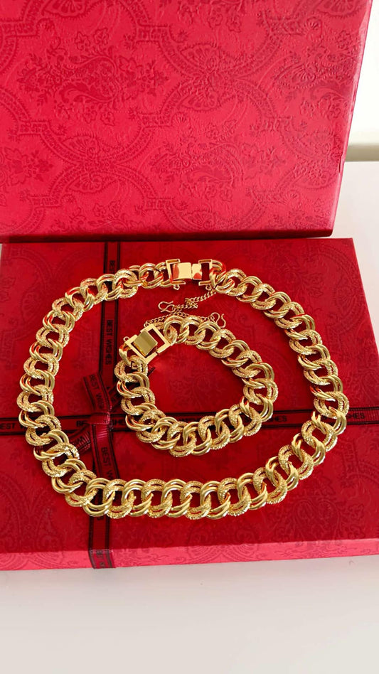 24k Gold-Plated Necklace and Bracelet Set