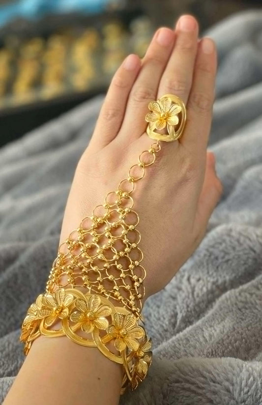 Gold-Plated Bracelet with Ring