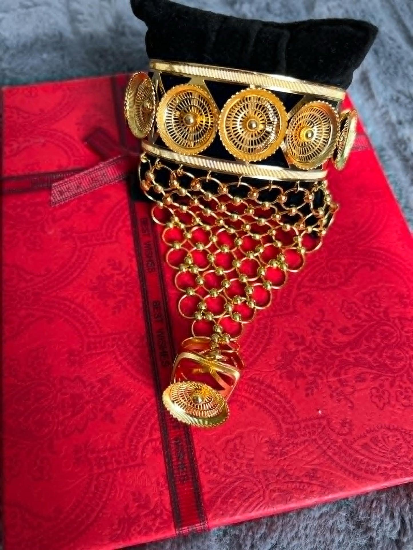 Gold-Plated Bracelet with Ring