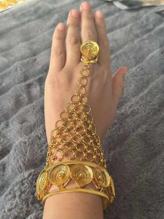 Gold-Plated Bracelet with Ring