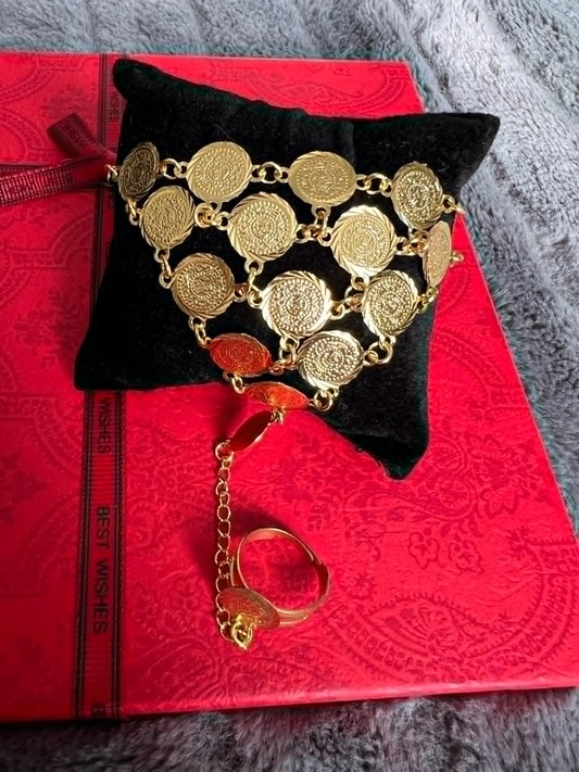 Gold-Plated Bracelet with Ring